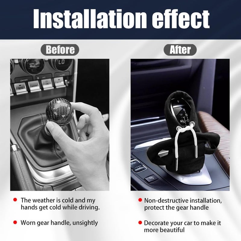 Lecctso Car Shift Knob Hoodie, Fashionable Sweater Hoodie Auto Gear Shift Knob Protector, Universal Car Interior Accessories Funny Car Shift Knob Cover for Car Truck SUV (Black) - Image 4
